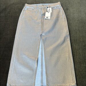 Levi's silver coated denim pencil skirt